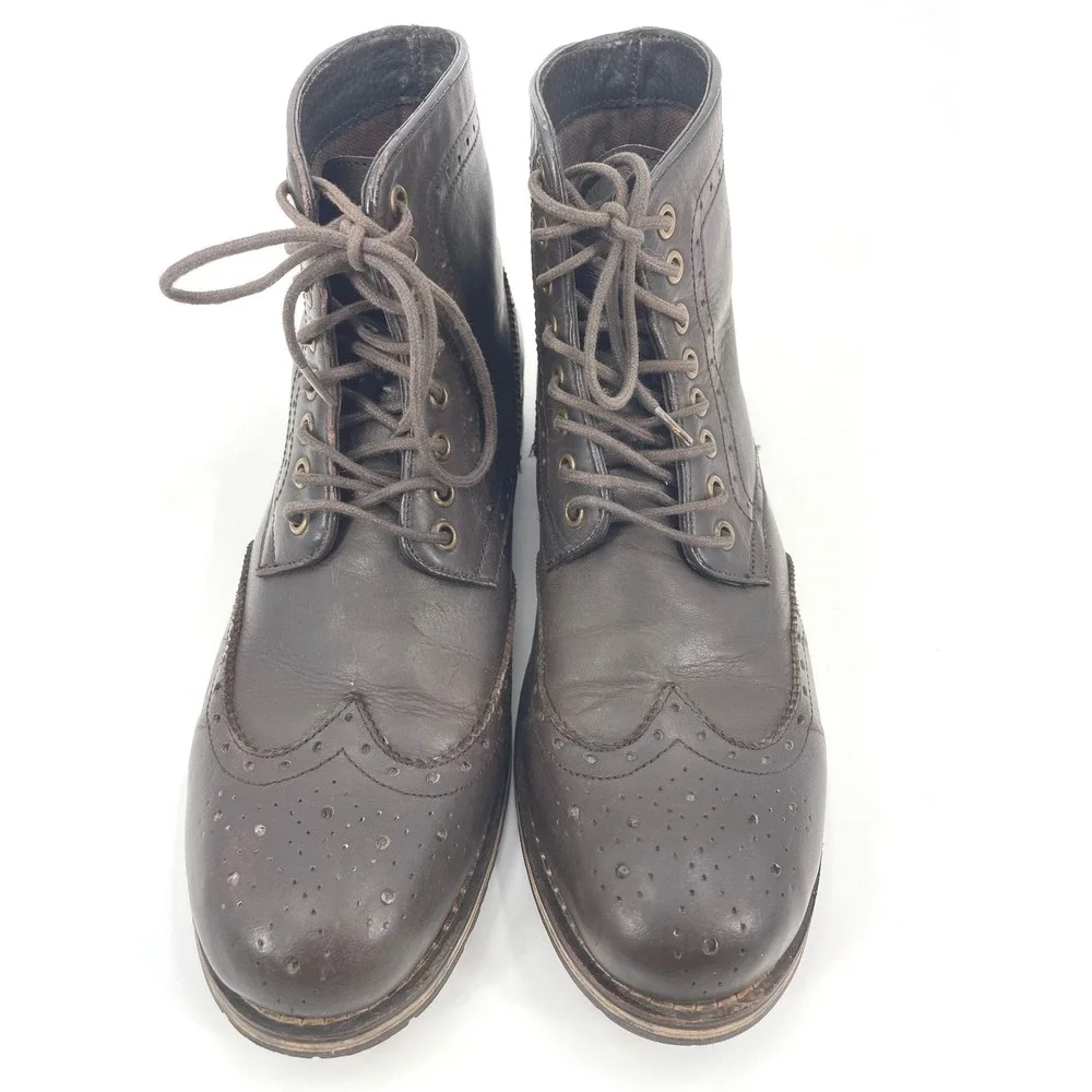 Aldo Wingtip Boots Mens 42 US 9 Brown Leather Brogue Lace Up Classic Academia